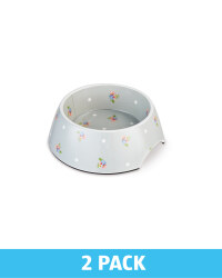 Medium Grey Floral Pet Bowl 2 Pack