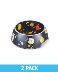 Large Navy Floral Pet Bowl 2 Pack
