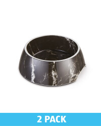 Large Black Marble Pet Bowl 2 Pack