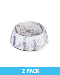 Large Cream Marble Pet Bowl 2 Pack