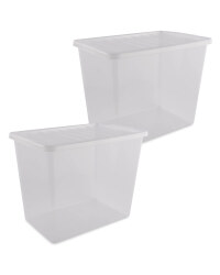 Clear 80L Storage Box 2 Pack