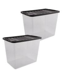 Black 80L Storage Box 2 Pack