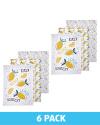 Lemons Printed Tea Towels 6 Pack