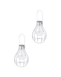 Silver Solar Metal Lantern 2 Pack