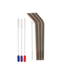 Black/Rose Gold Straws & Cleaner Set
