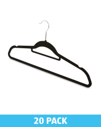 Black Flocked Hangers 20 Pack