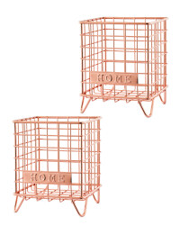 Rose Gold Home Mini Wire Storage 2Pk