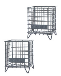 Grey Coffee Mini Wire Storage 2 Pack