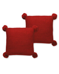 Deep Red Knit Cushion Pom -2 Pack