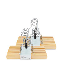 Natural Wood Trouser Hangers 12 Pack