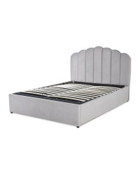 Grey King Size Scalloped Ottoman Bed
