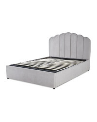 Grey Double Scalloped Ottoman Bed