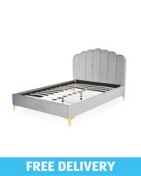 Grey Double Scalloped Bed