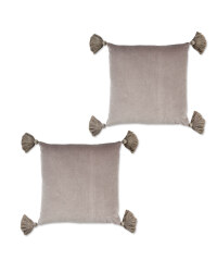 Grey Tassel Cushion 2 Pack