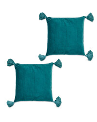 Teal Tassel Cushion 2 Pack