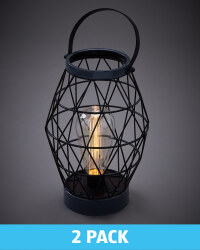 Gunmetal Hexagonal Lantern 2 Pack