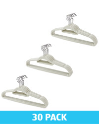 Grey Flocked Coat Hangers 30 Pack