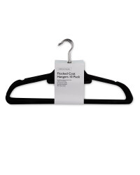 10 Pack Flocked Coat Hangers - Black
