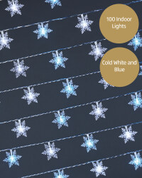 100 LED Blue Snowflakes