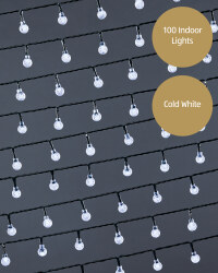 100 LED White Facetted Balls