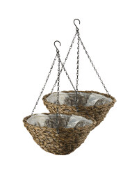 14" Dark Basket Hanging Baskets Set