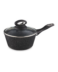 18cm Marble Effect Saucepan - Black