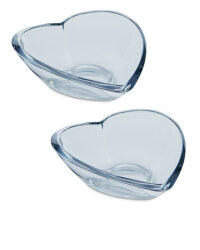 2 Glass Heart Bowls