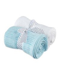 2 Pack Cellular Small Blanket - Blue & White