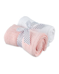 2 Pack Cellular Small Blanket - Pink & White