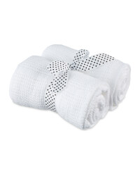 2 Pack Cellular Small Blanket - White & White