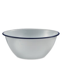 2 Pack Enamel Bowls - White/Blue