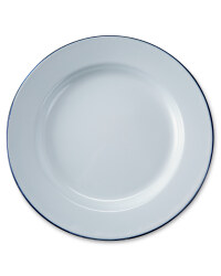 2 Pack Enamel Plates- White/Blue
