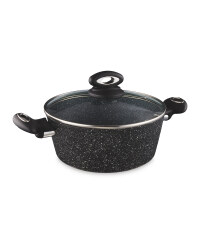 24cm Marble Effect Stock Pot - Black