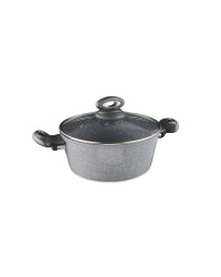 24cm Marble Effect Stock Pot - Grey