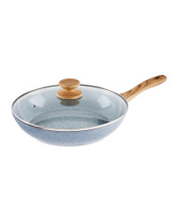 28cm Ceramic Frying Pan With Lid - Grey