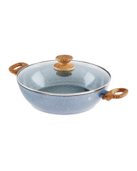 28cm Ceramic Wok With Lid - Grey