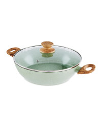 28cm Ceramic Wok With Lid - Sage