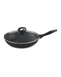 28cm Marble Effect Frying Pan - Black