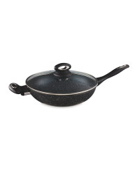 28cm Marble Effect Wok - Black