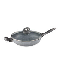 28cm Marble Effect Wok - Grey