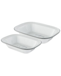 White Rectangle Enamel Bakeware 2PK
