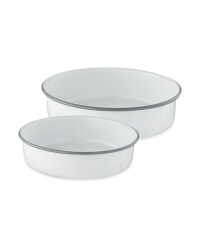 Grey Round Enamel Bakeware 2PK