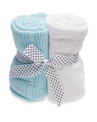 Lily & Dan Small Blanket 2 Pack - Blue/White