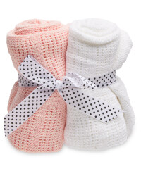 Lily & Dan Small Blanket 2 Pack - Pink/White