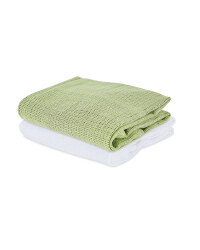 Small Cellular Blanket 2 Pack - White/Green