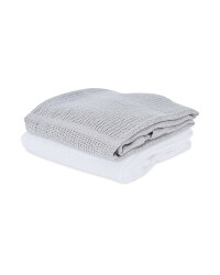 Small Cellular Blanket 2 Pack - White/Grey