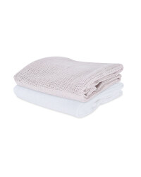 Small Cellular Blanket 2 Pack - White/Mink