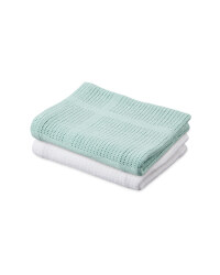 Lily & Dan Small Blanket 2 Pack - White / Light Green