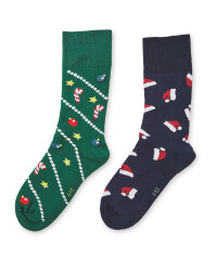 Xmas Tree & Santa Hat Socks 2 Pack