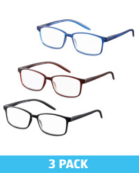 3 Pack Mens Square Glasses